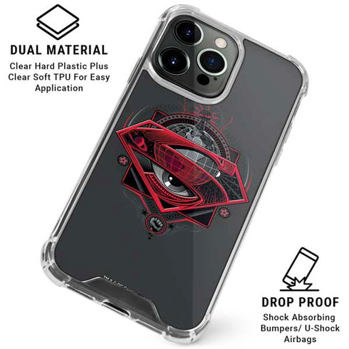 DC Comics Superman Grey Eye Collage iPhone 16 Pro Clear Case